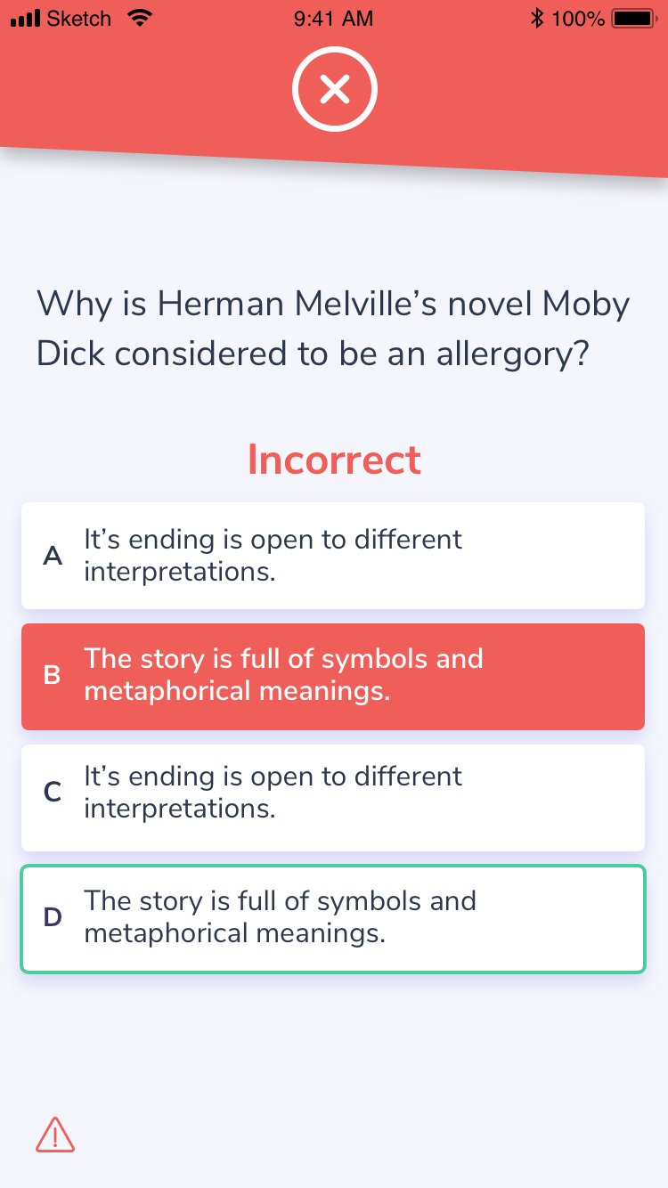 Incorrect answer feedback